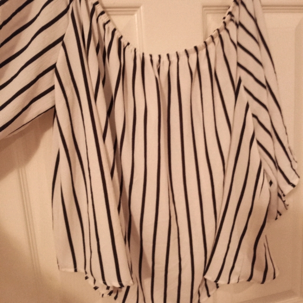 Cream and black off shoulder